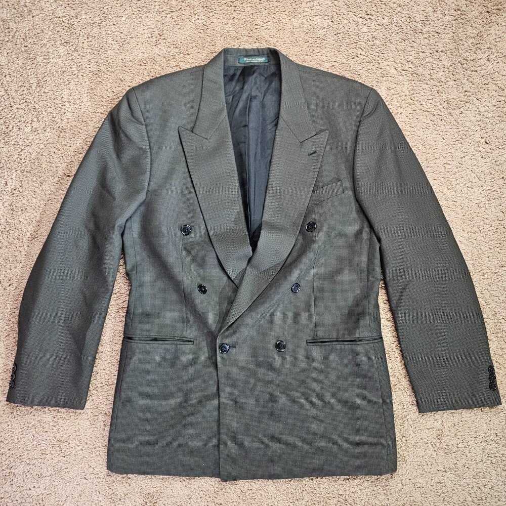 Vintage Brandini for Foley's Blazer Mens 44R Double Breasted Wool Sport Coat